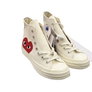 CDG Love Streetwear White High-top Shoes