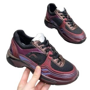 Chanel retro-style burgundy sports shoes