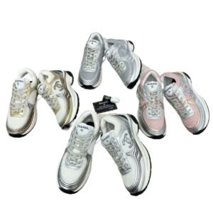 Chanel vintage-style athletic shoes (silver and white)