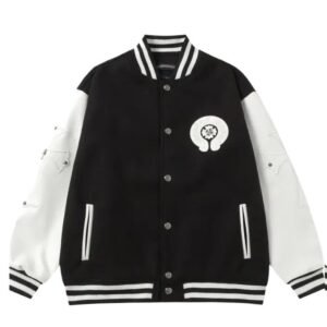 Chrome Hearts black and white spliced baseball jacket