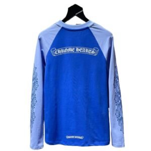 Chrome Hearts Blue and White Retro Style Long-sleeve Shirt