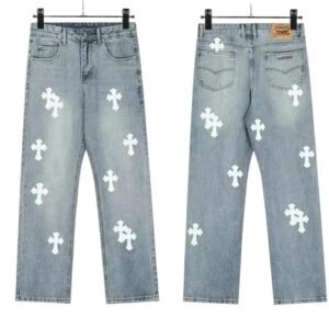 Chrome Hearts cross light blue jeans
