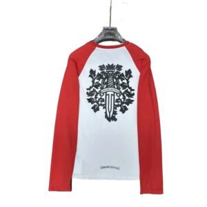 Chrome Hearts Cross Long-sleeved Red and White Shirt