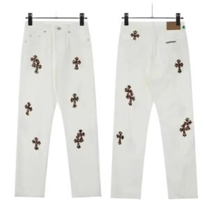 Chrome Hearts Cross Trendy and Cool White Jeans