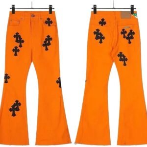 Chrome Hearts Cross Trendy Cool Orange Flared Pants