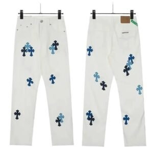 Chrome Hearts Cross Trendy White Jeans