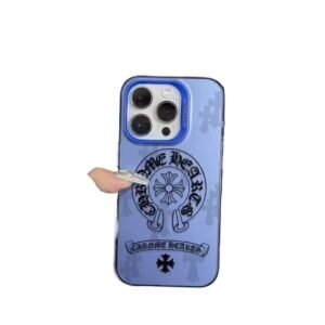 Chrome Hearts dark style iPhone blue case