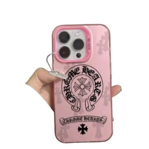 Chrome Hearts dark style pink iPhone case
