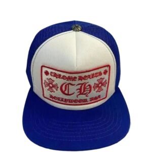 Chrome Hearts retro-style blue and white cap