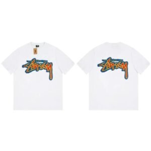 Classic style trendy white T-shirt of Stussy