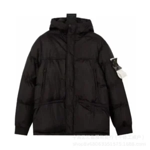 Classic Trendy and Cool Black Down Jacket of Stone Island