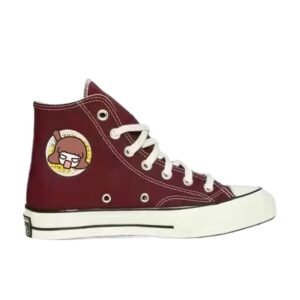 Converse cartoon high-top burgundy shoes