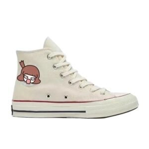 Converse cartoon high-top white sneakers
