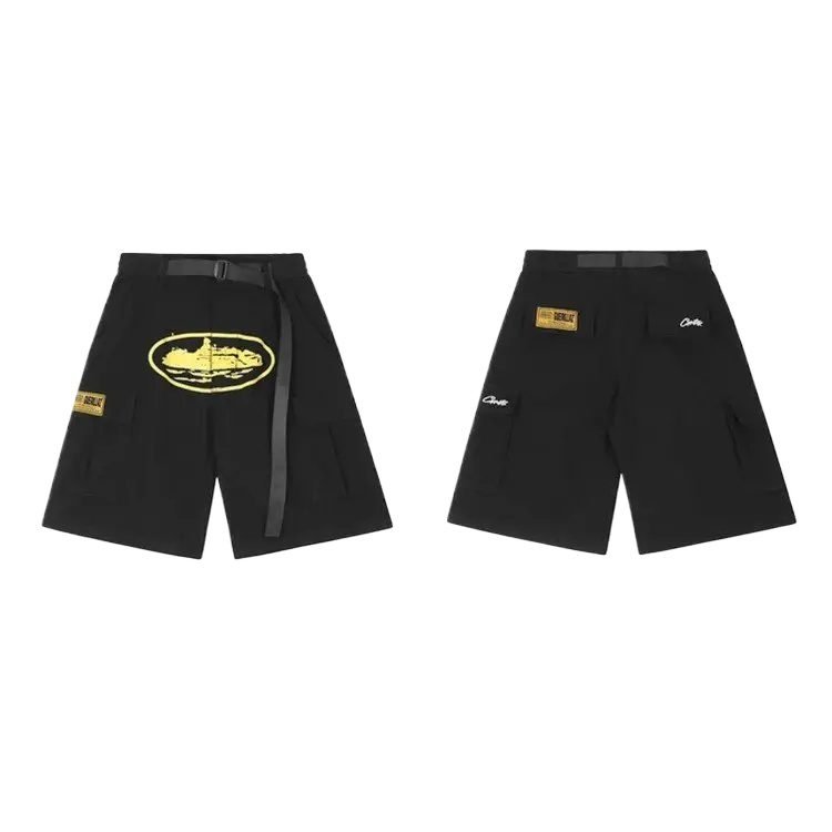 Corteiz black workwear-style shorts