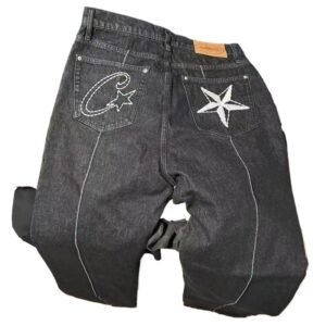 Corteiz retro-style black jeans