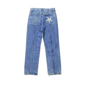 Corteiz Star Embroidery Trendy Cool Blue Jeans