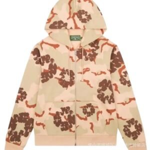 DENIM TEARS camouflage-style beige hoodie