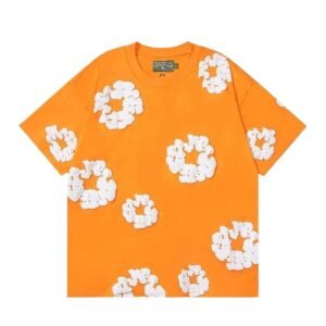 DENIM TEARS Orange Three - Dimensional Flower T - Shirt