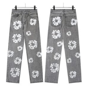 DENIM TEARS Printed Retro-Style Grey Pants