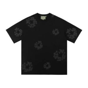 DENIM TEARS Retro Style Black T-shirt