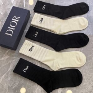 Dior minimalist style black and white socks
