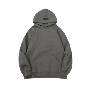 ESSENTIALS minimalist style dark grey hoodie