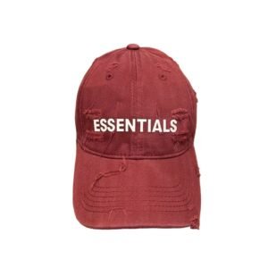 ESSENTIALS Ripped Style Burgundy Hat