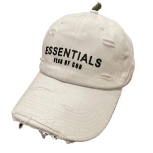 ESSENTIALS Ripped Style White Hat