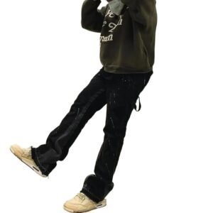 Gallery Dept Splashed Ink Hip-Hop Style Black Pants