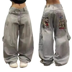 Gray jeans in Y2K style from trendy brands