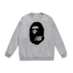 Grey hoodie with Bape ape head pattern