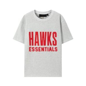 Grey T-shirt with ESSENTIALS letter printing