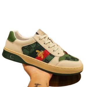 Gucci retro-style green and white sneakers