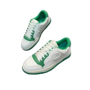 Gucci retro-style white and green sports shoes