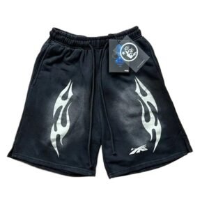 Hellstar Flame Wind Black Shorts