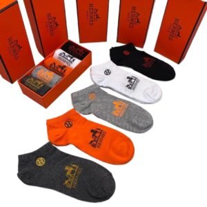 Hermès trendy and cool wind gray-orange socks