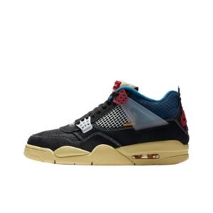 Jordan 4 Trendy Black and Blue Sports Shoes