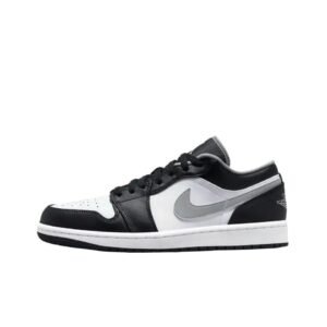 Jordan AJ1 Black and Silver Low-Top Sneakers