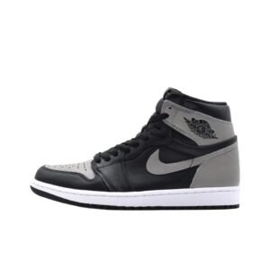 Jordan AJ1 High-Top Black and Grey Athletic Shoes