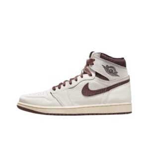 Jordan AJ1 High-top Casual Shoes (White and Brown)