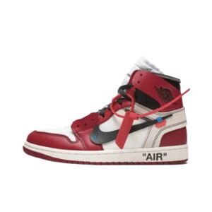 Jordan AJ1 High-top Trendy Red and White Shoes