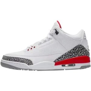 Jordan AJ3 Retro Style White and Red Athletic Shoes