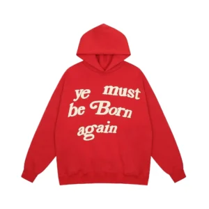 Kanye's red retro-style sweatshirt