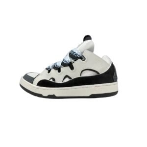 LANVIN retro-style black and white color-blocking sneakers