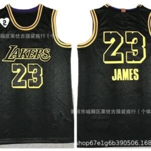 LBJ No.23 black and yellow basketball vest