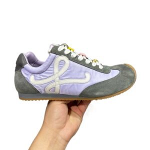 LOEWE retro-style grey-purple sneakers