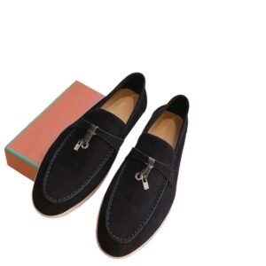 Loro Piana minimalist style black leather shoes