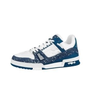 Louis Vuitton denim-style blue and white sneakers