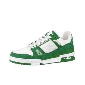 Louis Vuitton retro-style green and white sneakers