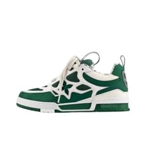 Louis Vuitton retro-style green and white sneakers